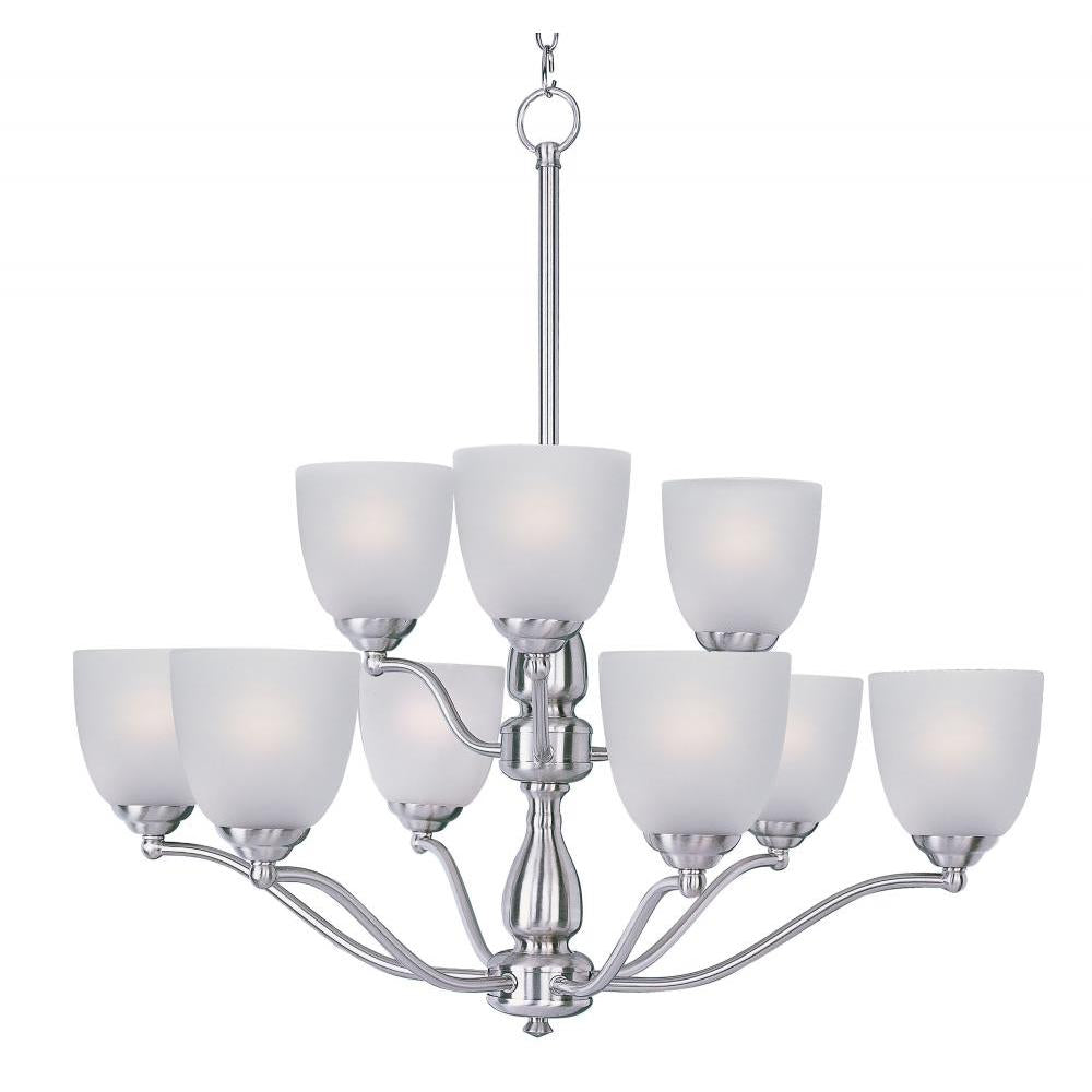Stefan 30 Inch 9 Light Multi-Tier Chandelier – Satin Nickel