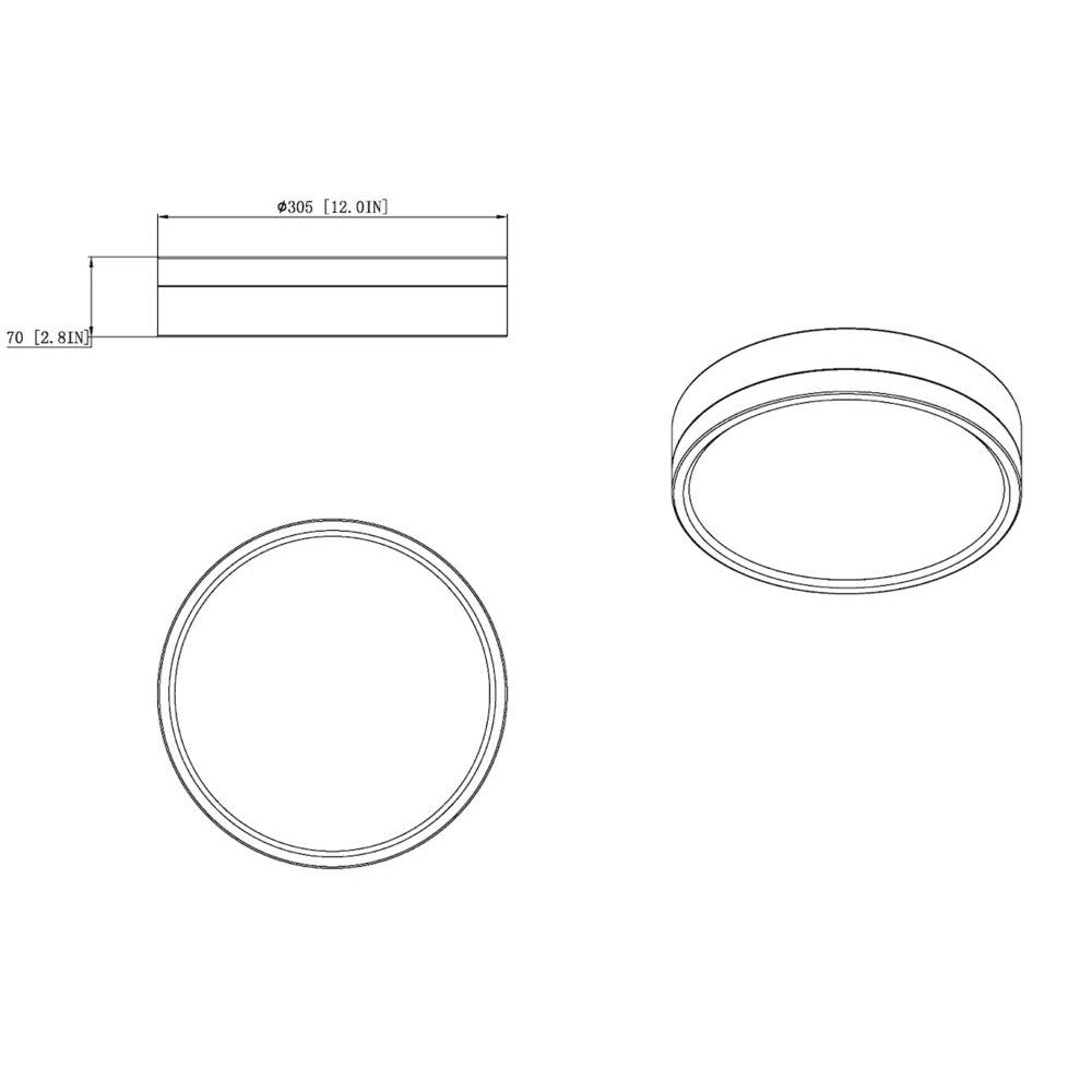 Z-Lite Lighting 1006F12-MB-MGLD-LED Flush Mount Contemporary - Gold