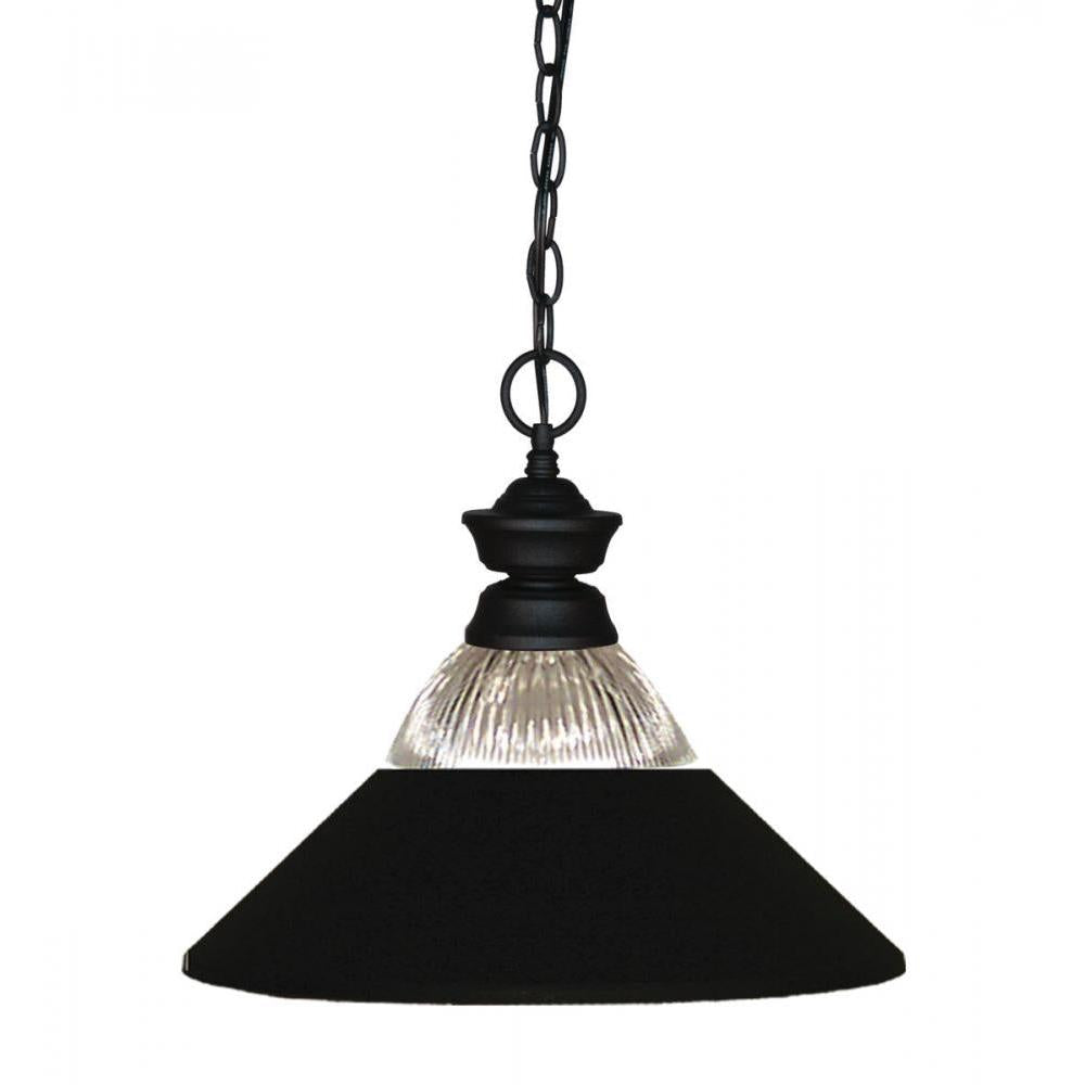1 Light Pendant-Clear Ribbed + Matte Black