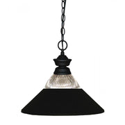 1 Light Pendant-Clear Ribbed + Matte Black