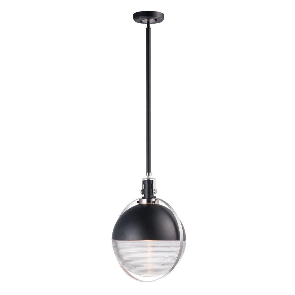 Axiom 12.25 Inch Semi Flush Mount Light – Black / Satin Nickel