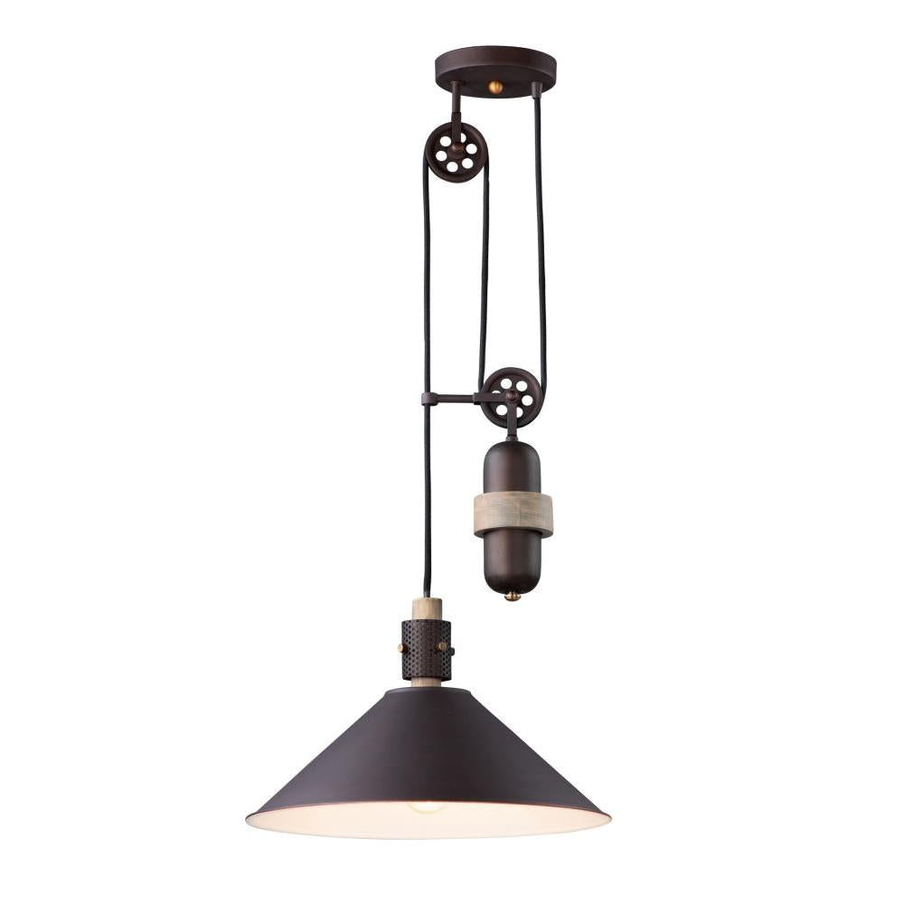 Tucson 16 Inch Semi Flush Mount Light – Oil Rubbed Bronze / Weathered Wood