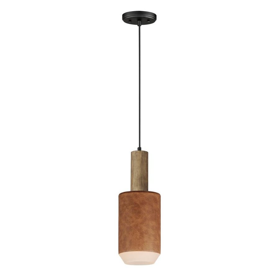 Maxim Lighting 10092WWDTN Scout 6.75 Inch Semi Flush Mount Light – Weathered Wood / Tan Leather