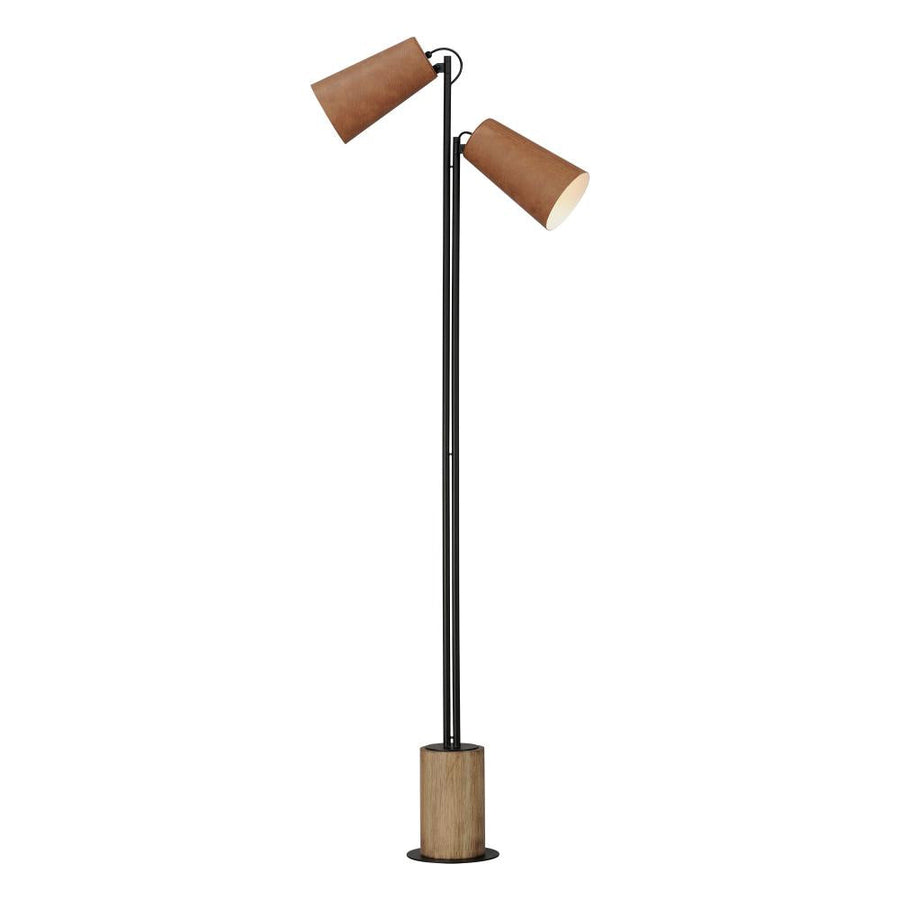 Scout 8 Inch Floor Lamp – Weathered Wood / Tan Leather