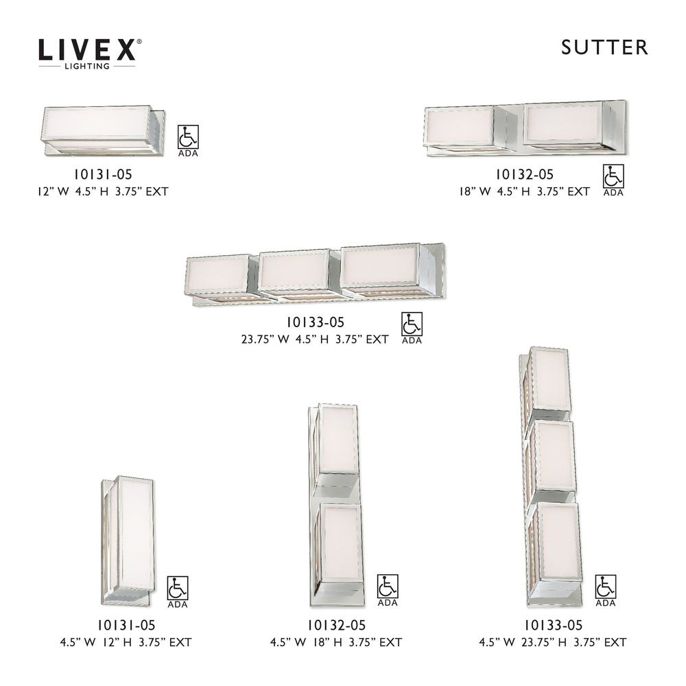 Livex Lighting SUTTER 10132-05 Bathroom Fixture Contemporary - Polished Chrome