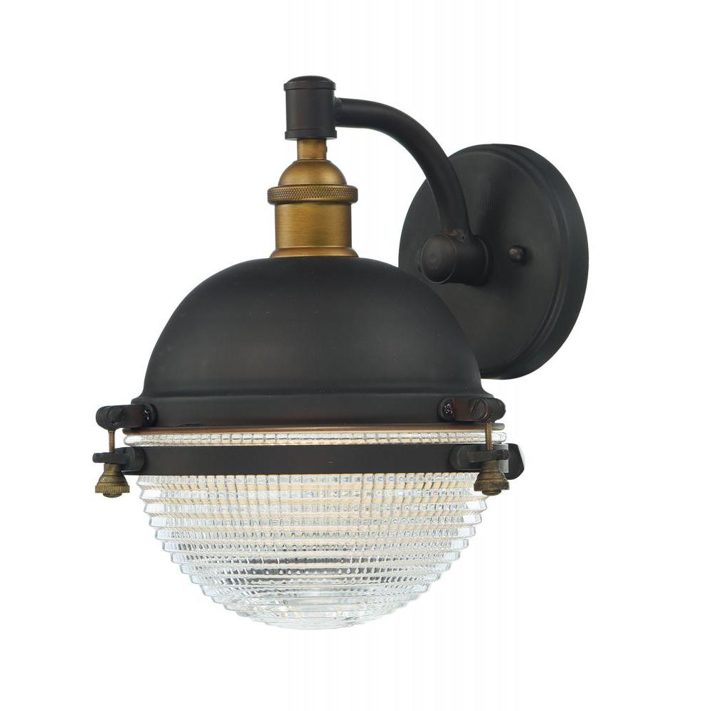 10 Inch Outdoor Wall Sconce – Oil Rubbed Bronze / Antique Brass