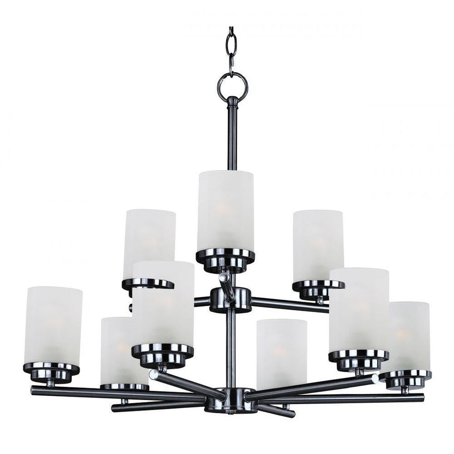 Corona 28 Inch 9 Light Multi-Tier Chandelier – Black