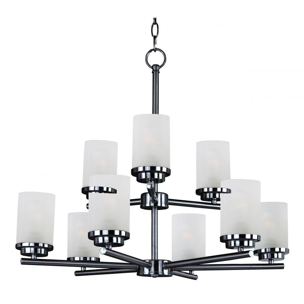 Corona 28 Inch 9 Light Multi-Tier Chandelier – Black