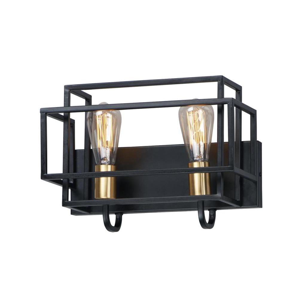 Liner 14.25 Inch Bathroom Vanity - Black / Satin Brass