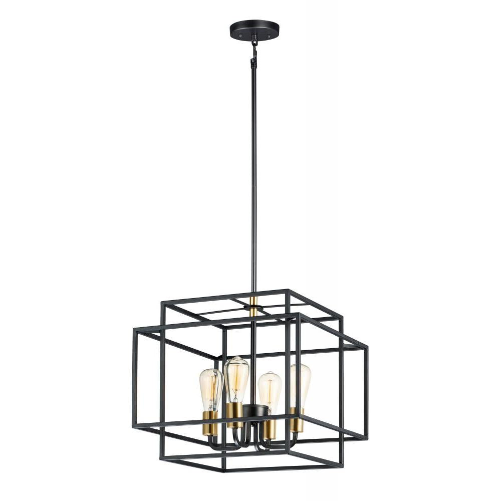 Liner 17.75 Inch Semi Flush Mount Light – Black / Satin Brass