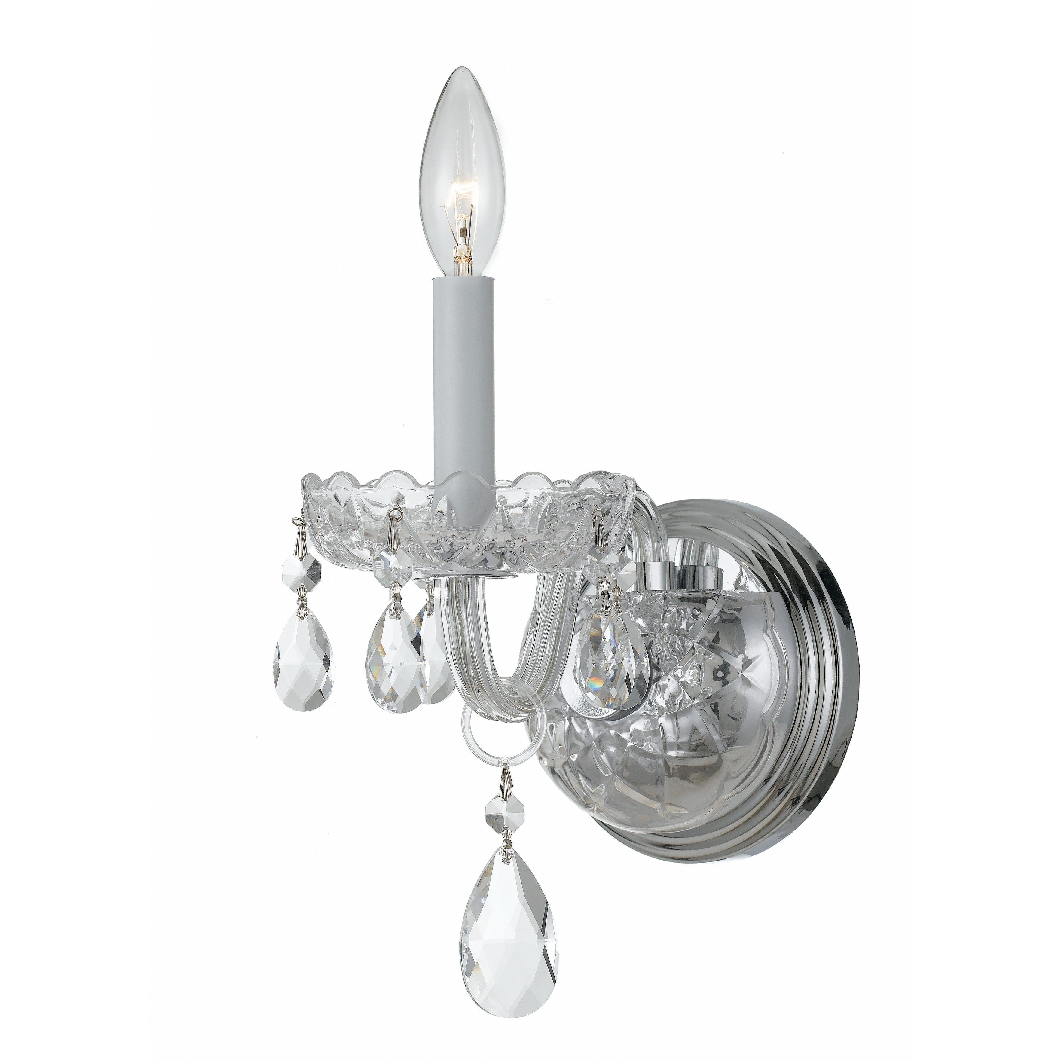 Crystorama Traditional Crystal 1031-CH-CL-S – 5 Inch – 1 Light – Sconce – Clear Crystal – Polished Chrome – Dry Rated