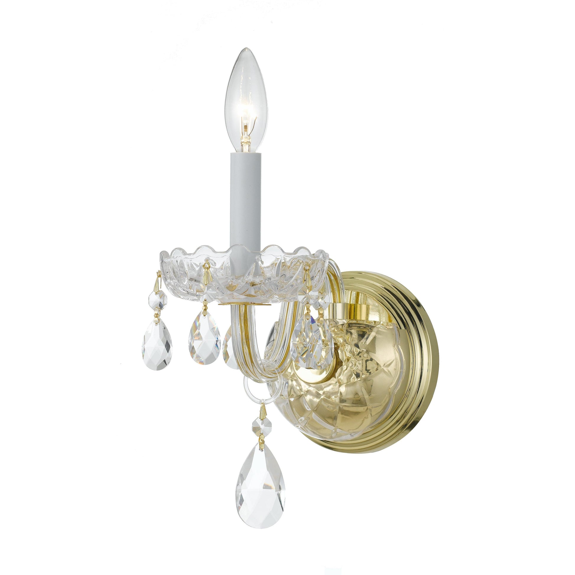 Crystorama Traditional Crystal 1031-PB-CL-S – 5 Inch – 1 Light – Sconce – Clear Crystal – Polished Brass – Dry Rated