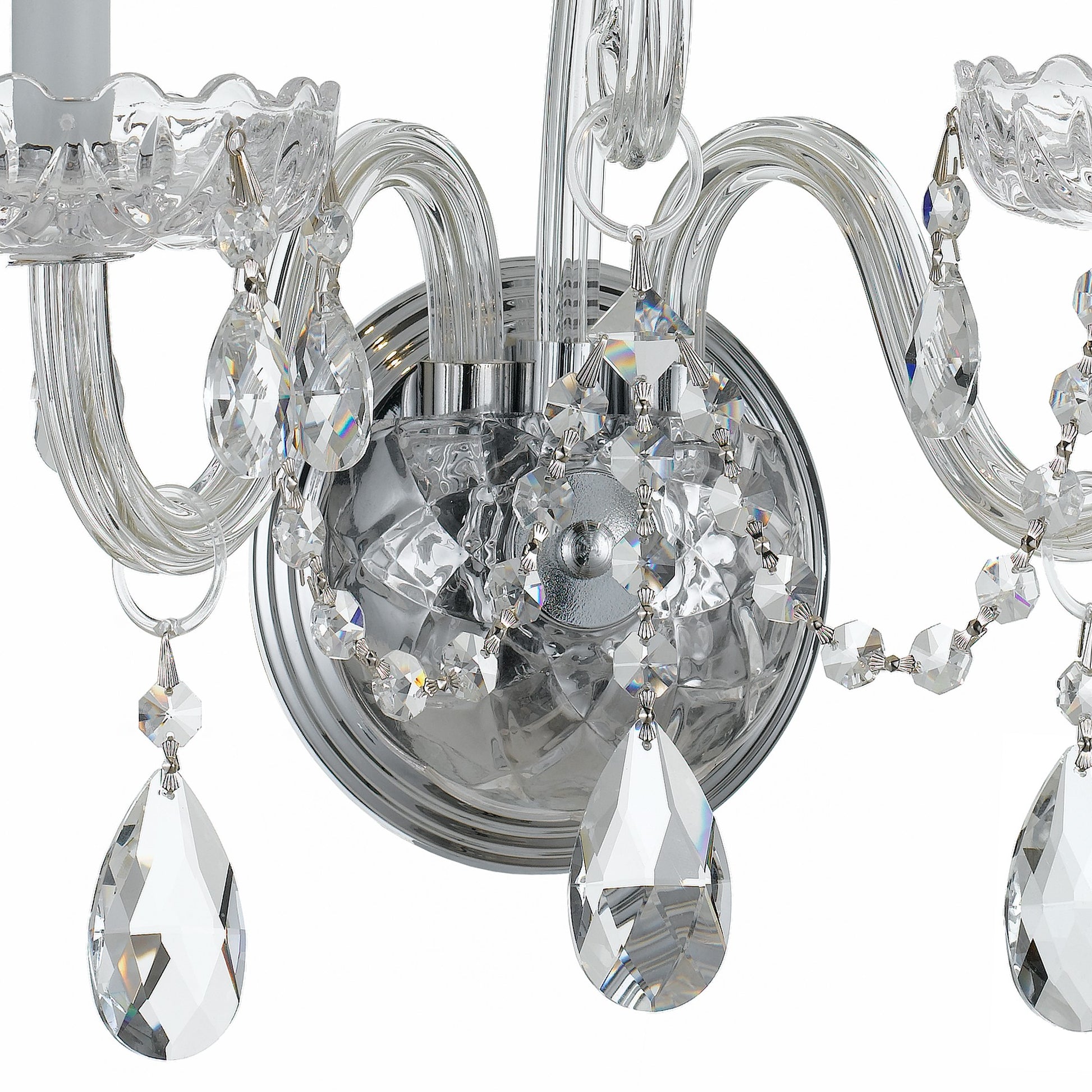Crystorama Traditional Crystal 1032-CH-CL-MWP – 15 Inch – 2 Light – Sconce – Clear Crystal – Polished Chrome – Dry Rated