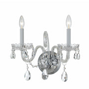 Crystorama Traditional Crystal 1032-CH-CL-SAQ – 15 Inch – 2 Light – Sconce – Clear Crystal – Polished Chrome – Dry Rated