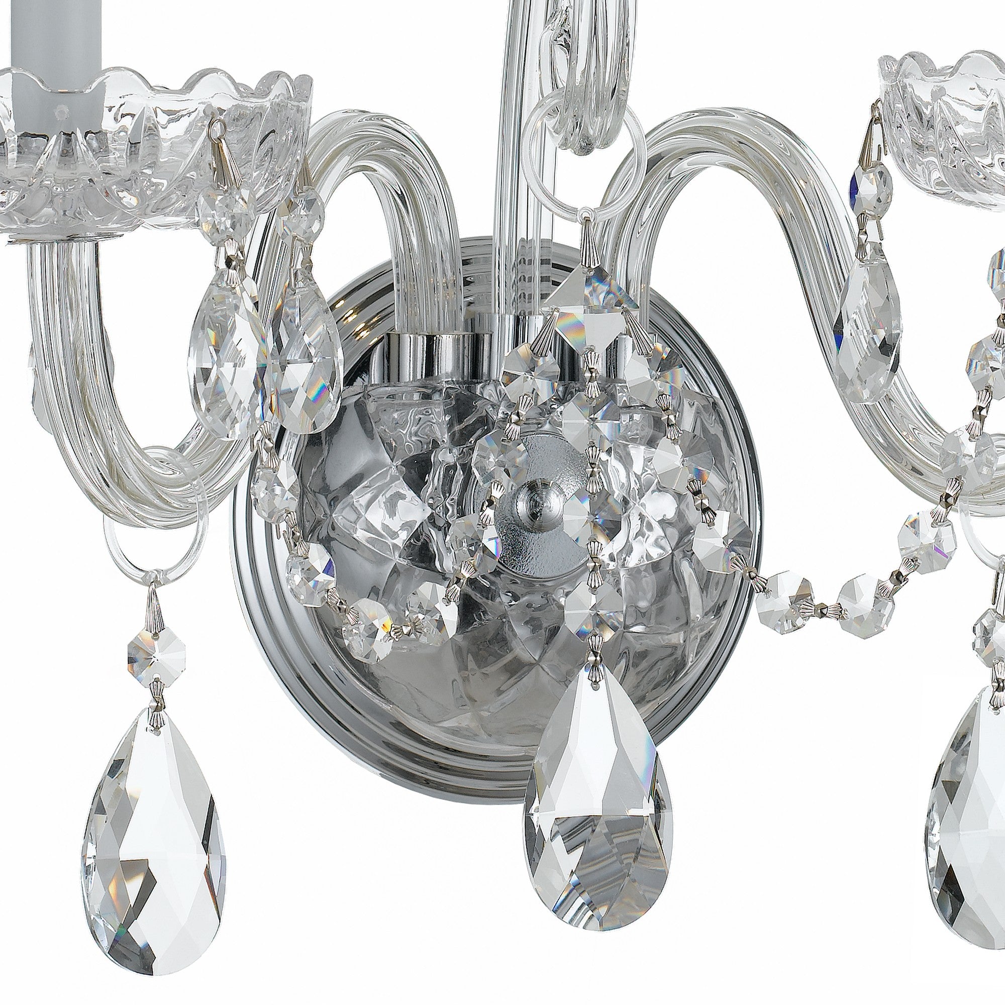 Crystorama Traditional Crystal 1032-CH-CL-SAQ – 15 Inch – 2 Light – Sconce – Clear Crystal – Polished Chrome – Dry Rated