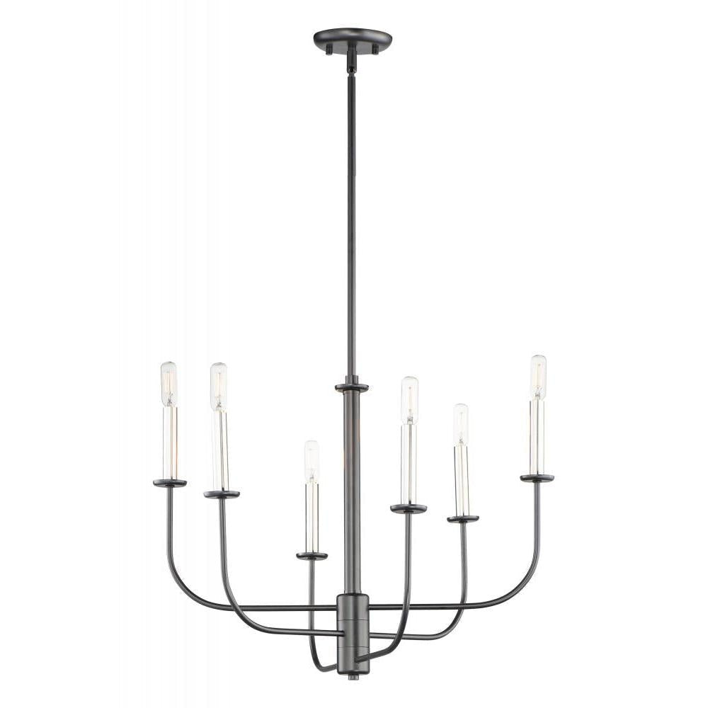 Wesley 24 Inch Chandelier – Black / Satin Nickel