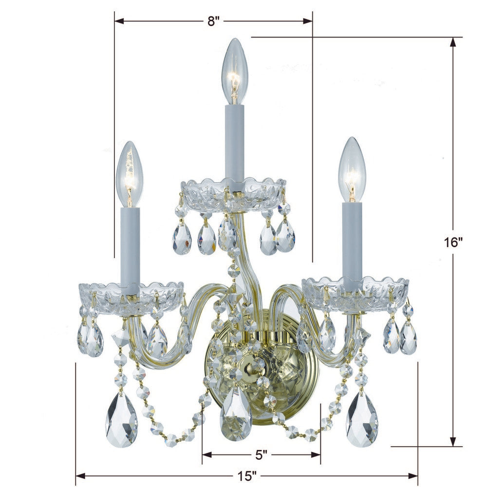 Crystorama TRADITIONAL CRYSTAL 1033-PB-CL-MWP Sconce Americana - Polished Brass