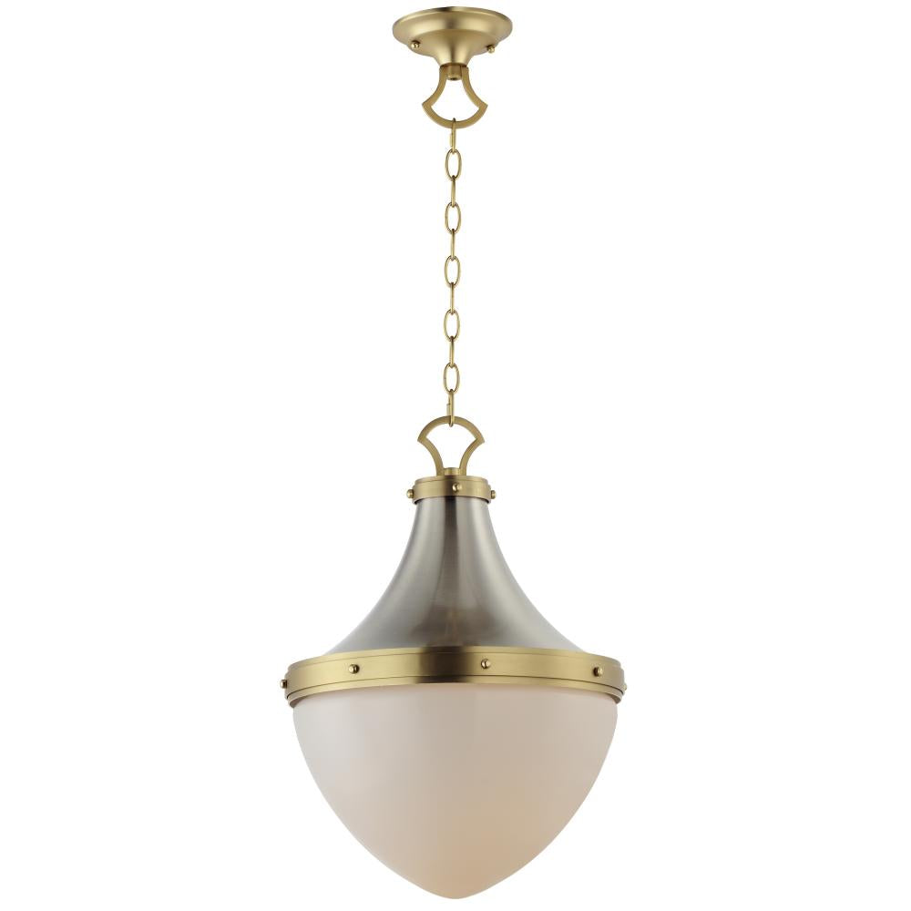 Conrad 15 Inch Semi Flush Mount Light – Satin Nickel / Satin Brass