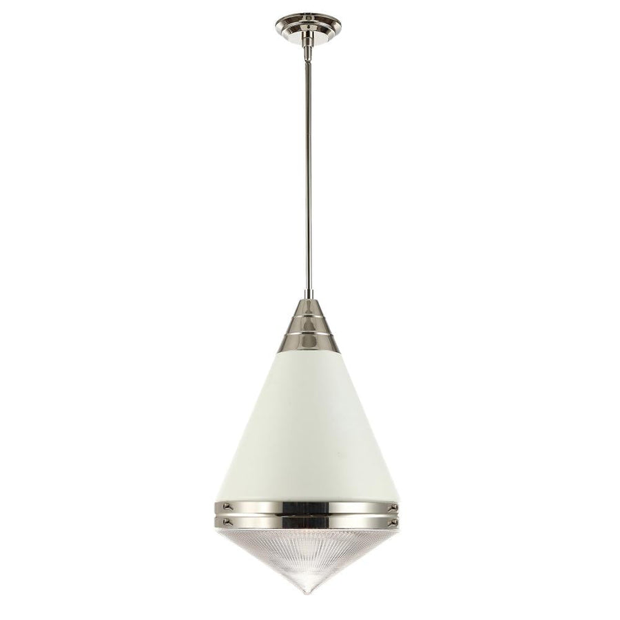 Maxim Lighting 10396PRWTPN Hargreaves 13.5 Inch Semi Flush Mount Light – White / Polished Nickel