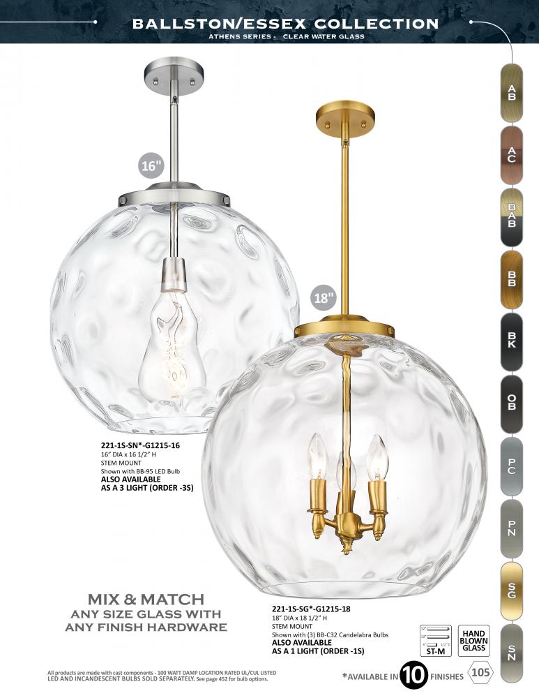 Innovations Lighting 221-3S-AB-G1215-16-LED Pendant Contemporary - Brass