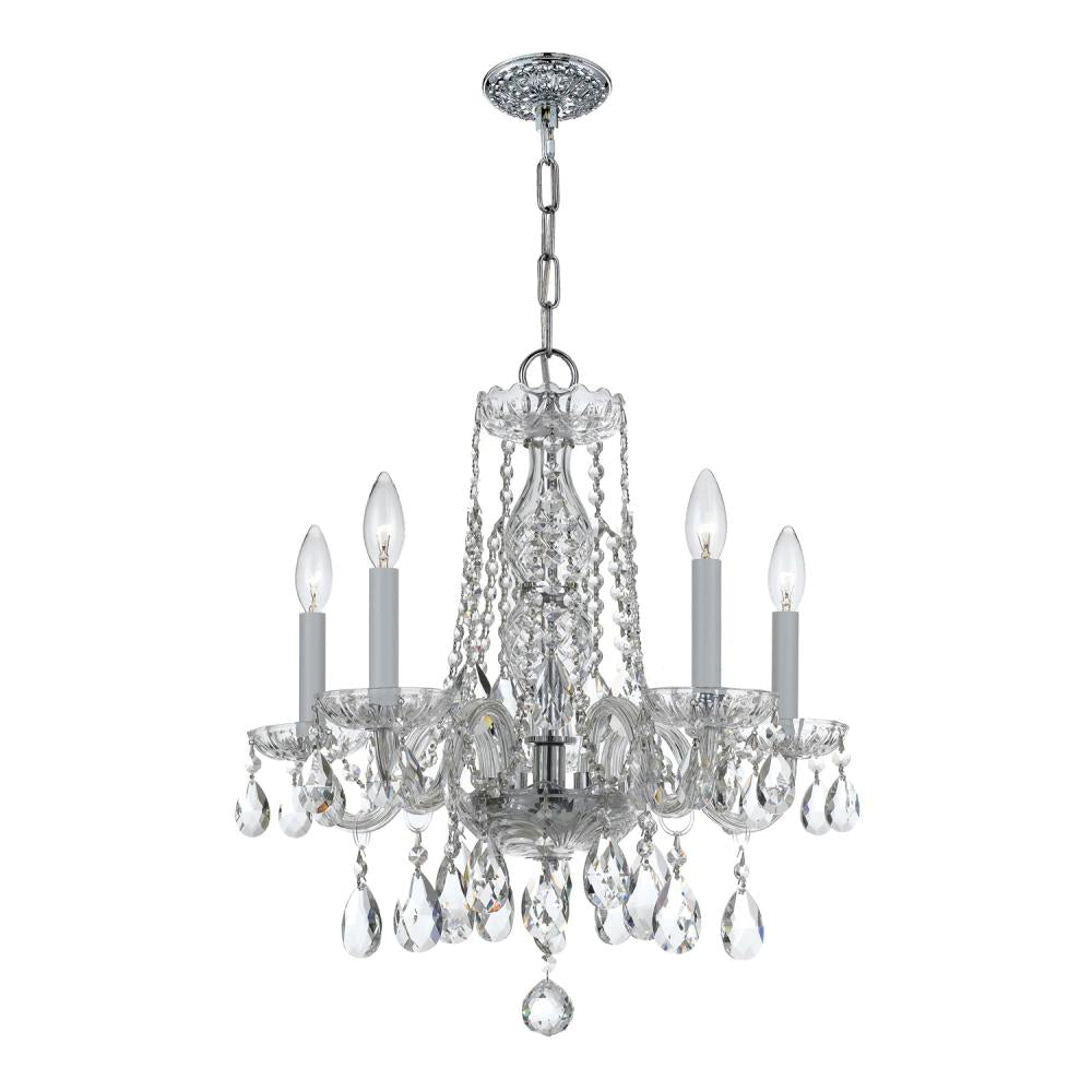 Crystorama 1061-CH-CL-MWP Traditional Crystal 5 Light Hand Cut Crystal Chandelier, UL Damp Rated, Polished Chrome