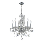 Crystorama Traditional Crystal 1061-CH-CL-SAQ – 18 Inch – 5 Light – Chandelier – Clear Crystal – Polished Chrome – Damp Rated
