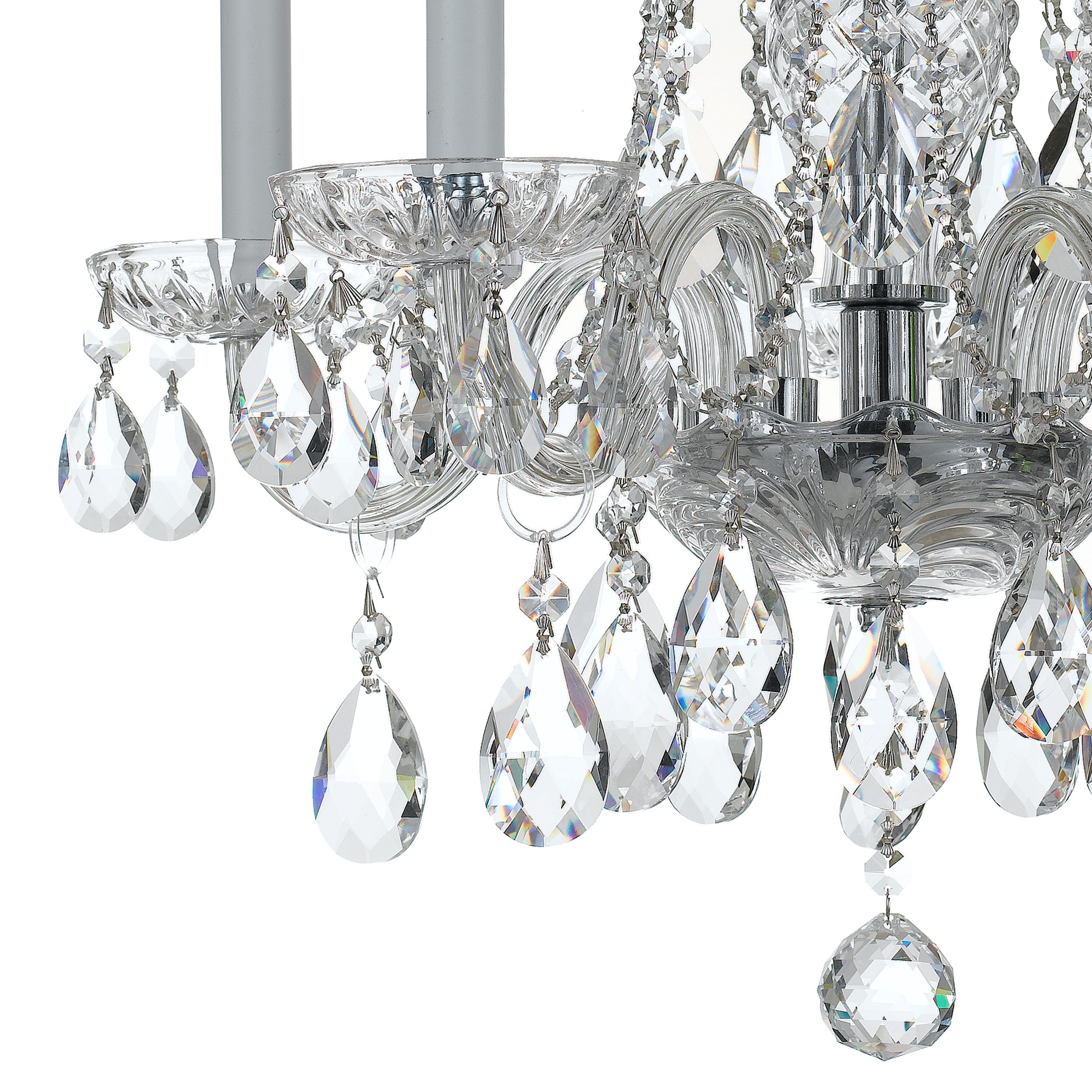 Crystorama Traditional Crystal 1061-CH-CL-SAQ – 18 Inch – 5 Light – Chandelier – Clear Crystal – Polished Chrome – Damp Rated
