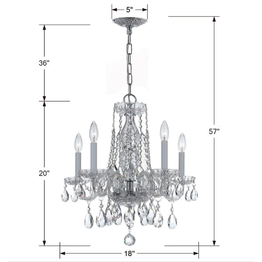 Crystorama Traditional Crystal 1061-CH-CL-SAQ – 18 Inch – 5 Light – Chandelier – Clear Crystal – Polished Chrome – Damp Rated