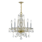 Crystorama Traditional Crystal 1061-PB-CL-SAQ – 18 Inch – 5 Light – Chandelier – Clear Crystal – Polished Brass – Damp Rated