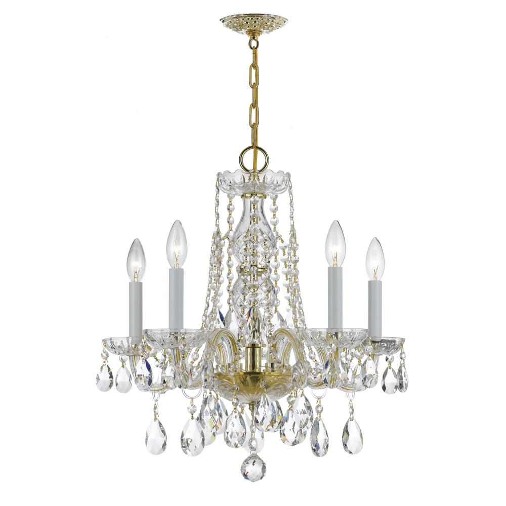 Crystorama Lighting 1061-PB-CL-SAQ Traditional Crystal 5 Light Chandelier, UL Damp Rated, Polished Brass