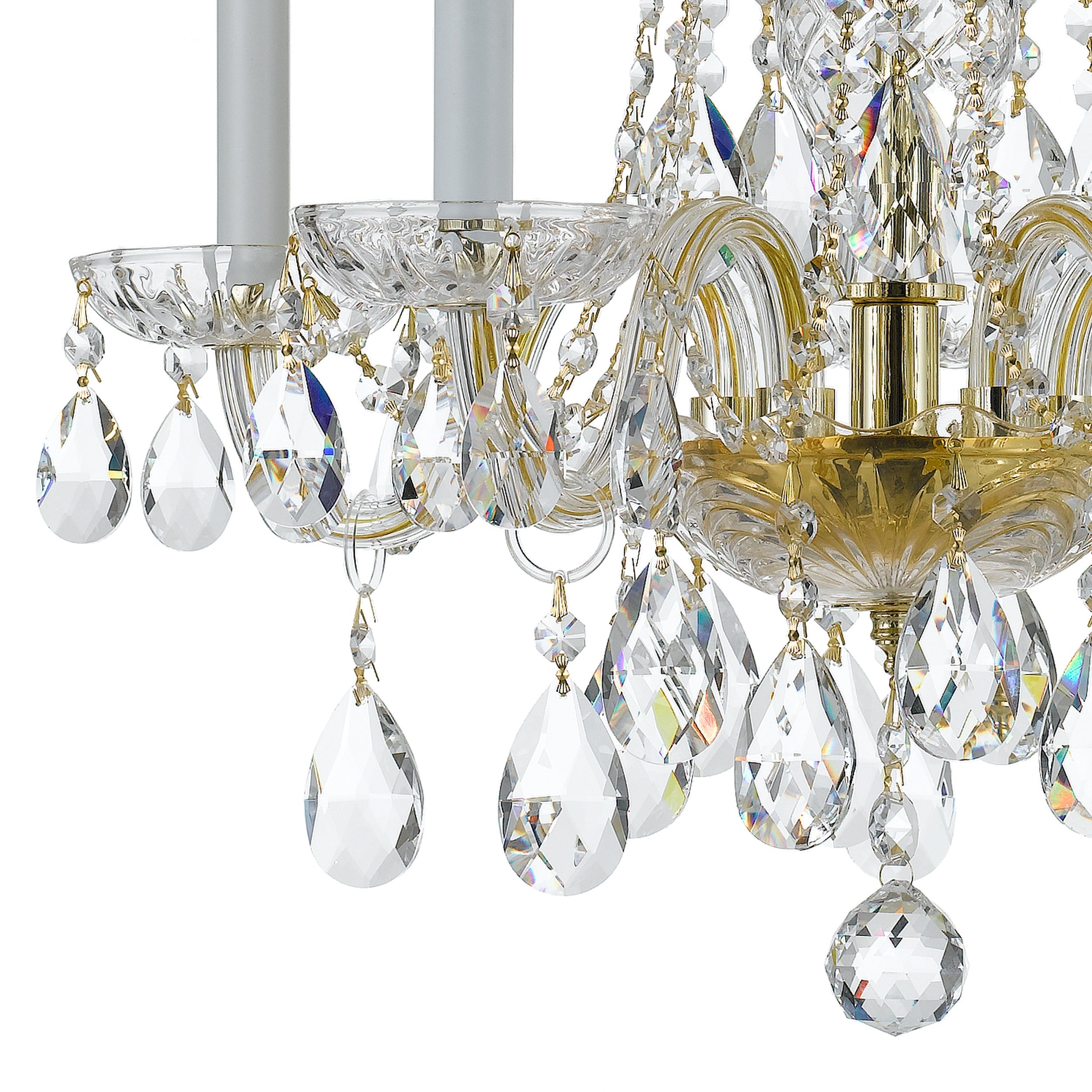 Crystorama Traditional Crystal 1061-PB-CL-SAQ – 18 Inch – 5 Light – Chandelier – Clear Crystal – Polished Brass – Damp Rated