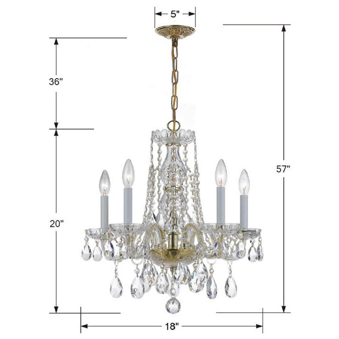 Crystorama Traditional Crystal 1061-PB-CL-SAQ – 18 Inch – 5 Light – Chandelier – Clear Crystal – Polished Brass – Damp Rated