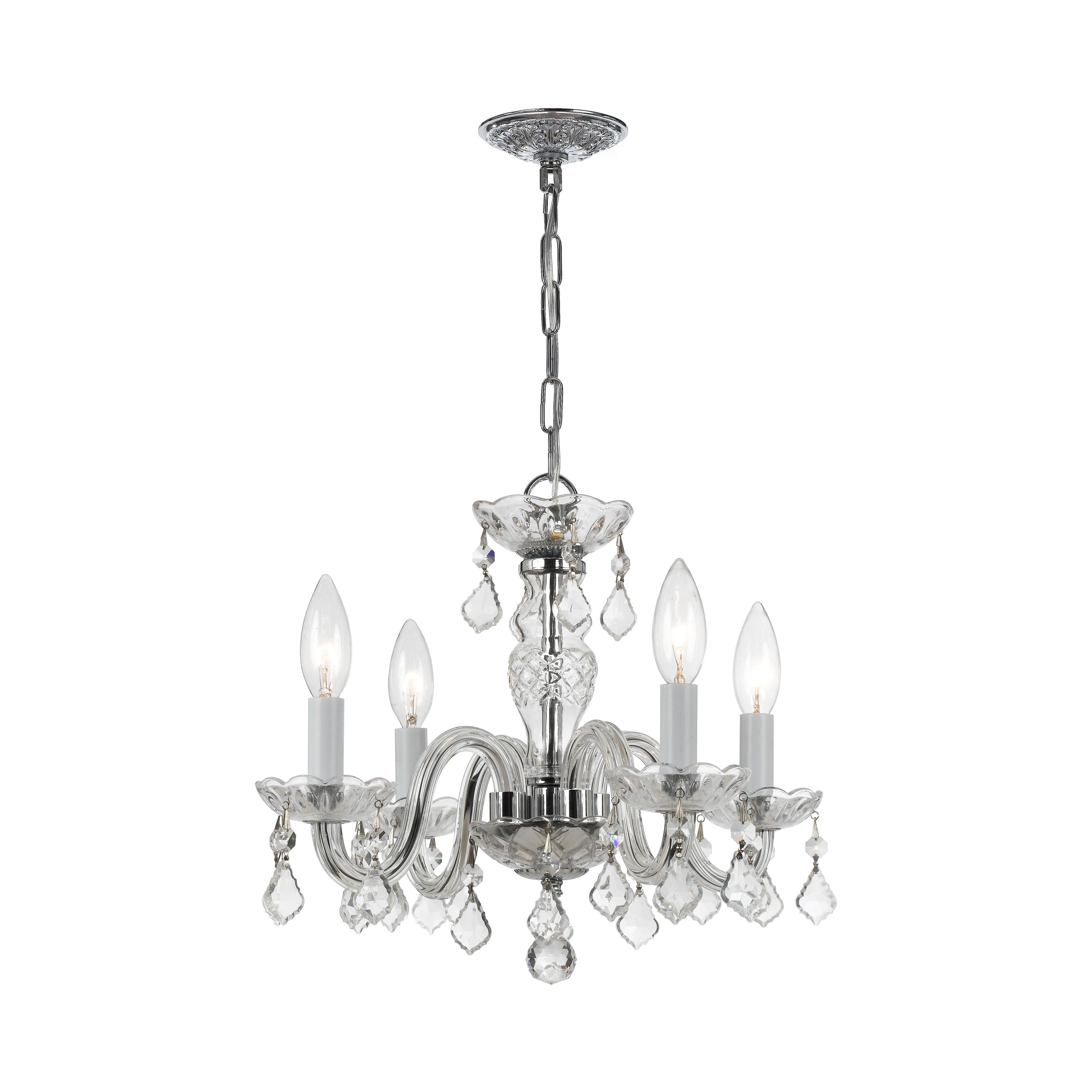 Crystorama Traditional Crystal 1064-CH-CL-I – 15 Inch – 4 Light – Chandelier – Clear Crystal – Polished Chrome – Damp Rated