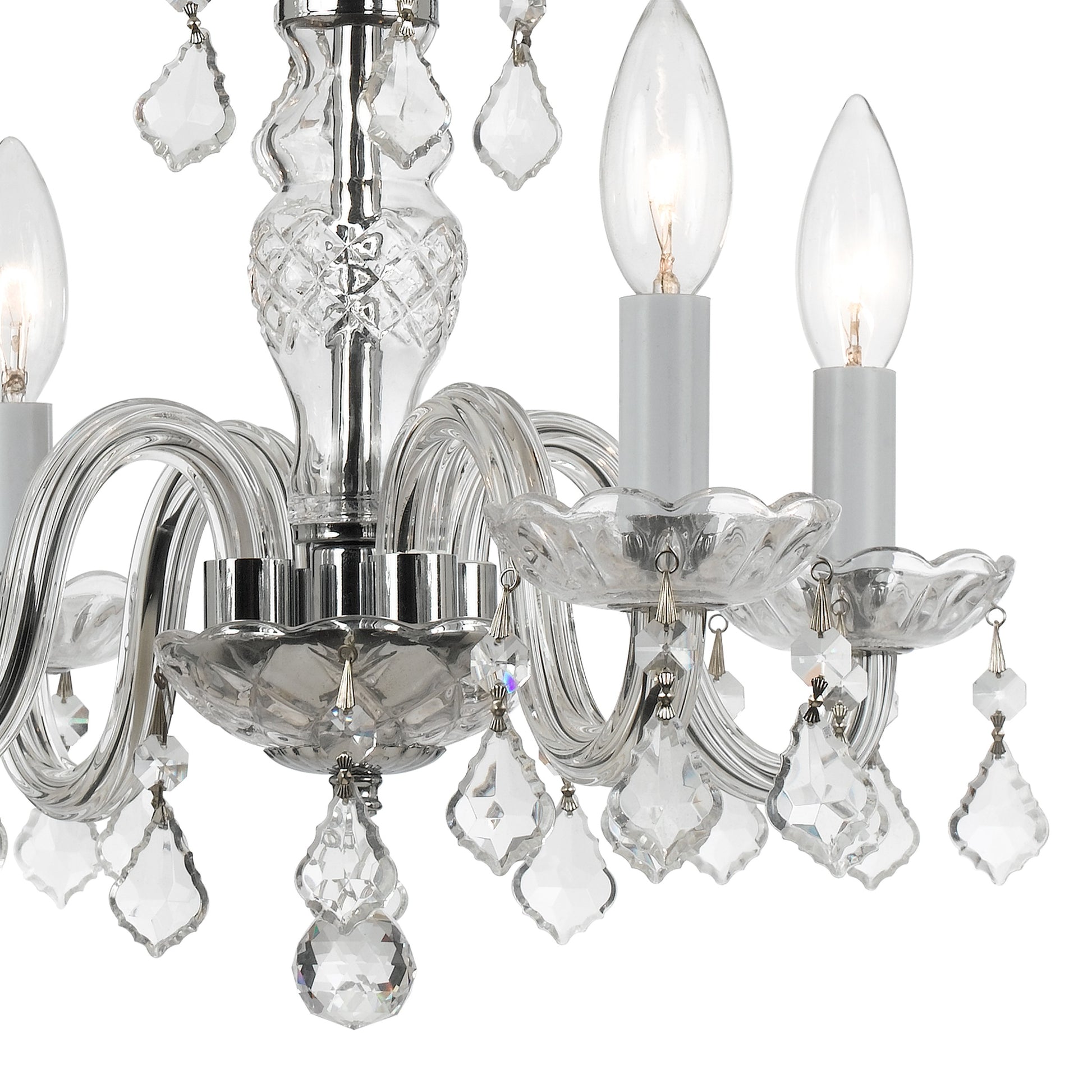 Crystorama Traditional Crystal 1064-CH-CL-I – 15 Inch – 4 Light – Chandelier – Clear Crystal – Polished Chrome – Damp Rated