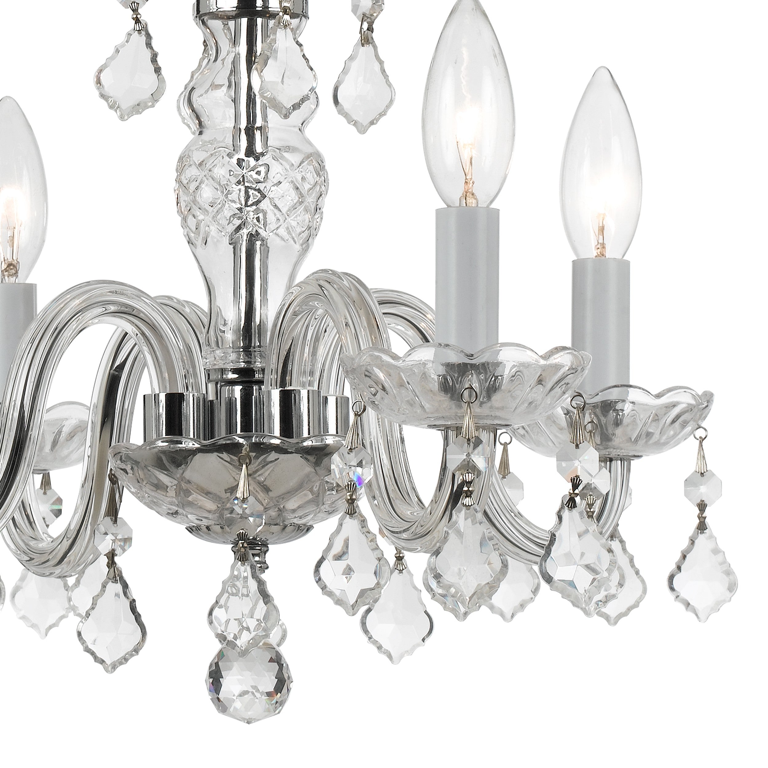 Crystorama Traditional Crystal 1064-CH-CL-SAQ – 15 Inch – 4 Light – Chandelier – Clear Crystal – Polished Chrome – Damp Rated