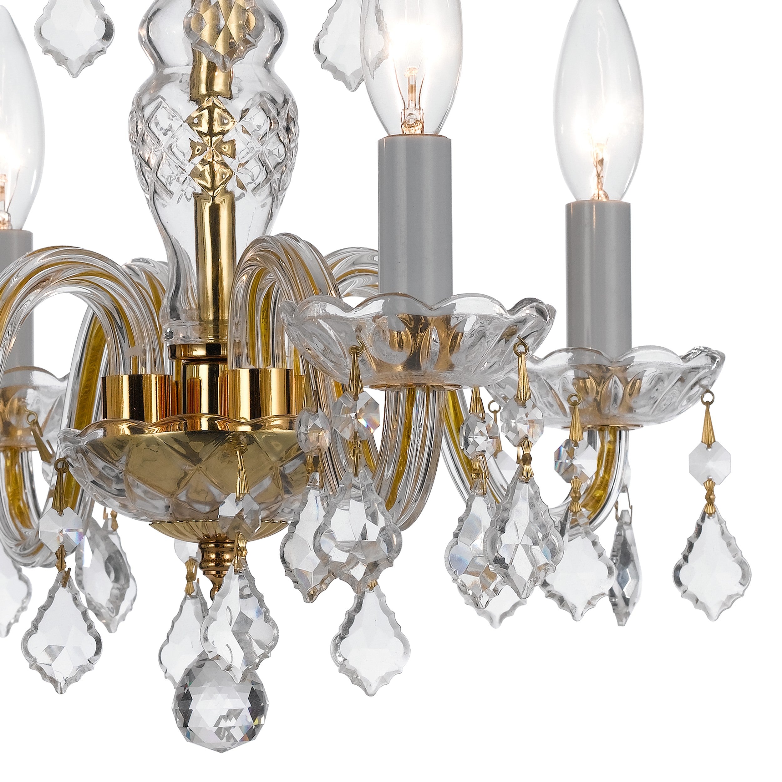 Crystorama Traditional Crystal 1064-PB-CL-I – 15 Inch – 4 Light – Chandelier – Clear Crystal – Polished Brass – Damp Rated