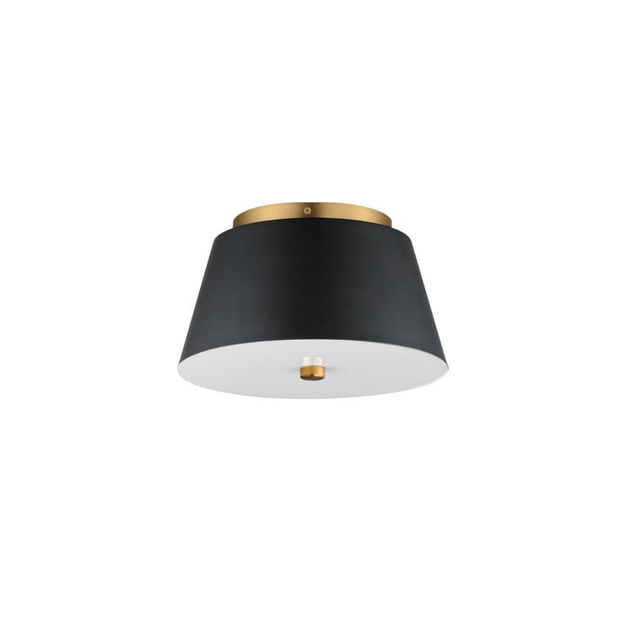 Maxim Lighting 10710WTBKNAB Miles 10.5 Inch Flush Mount Light – Black / Natural Aged Brass