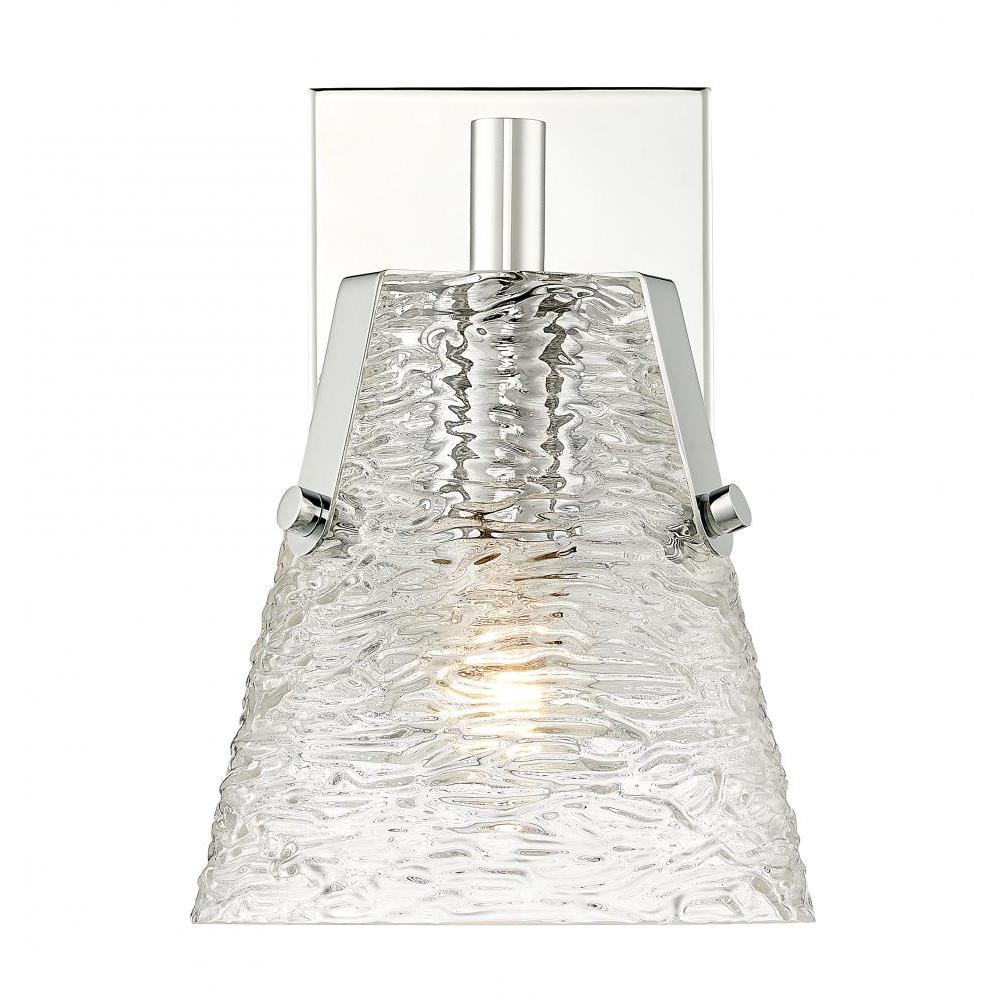 1 Light Wall Sconce-Clear Ribbed