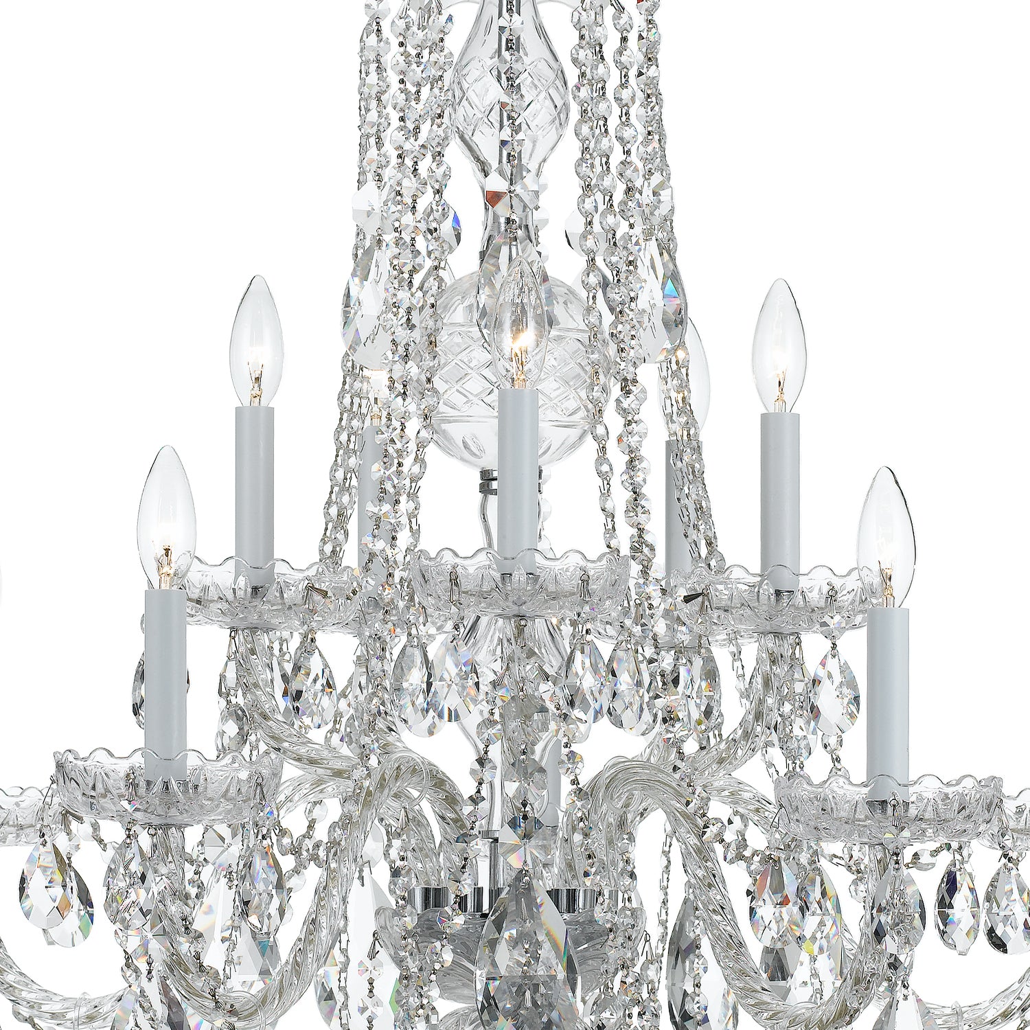 Crystorama Traditional Crystal 1110-CH-CL-MWP – 32 Inch – 10 Light – Chandelier – Clear Crystal – Polished Chrome – Damp Rated