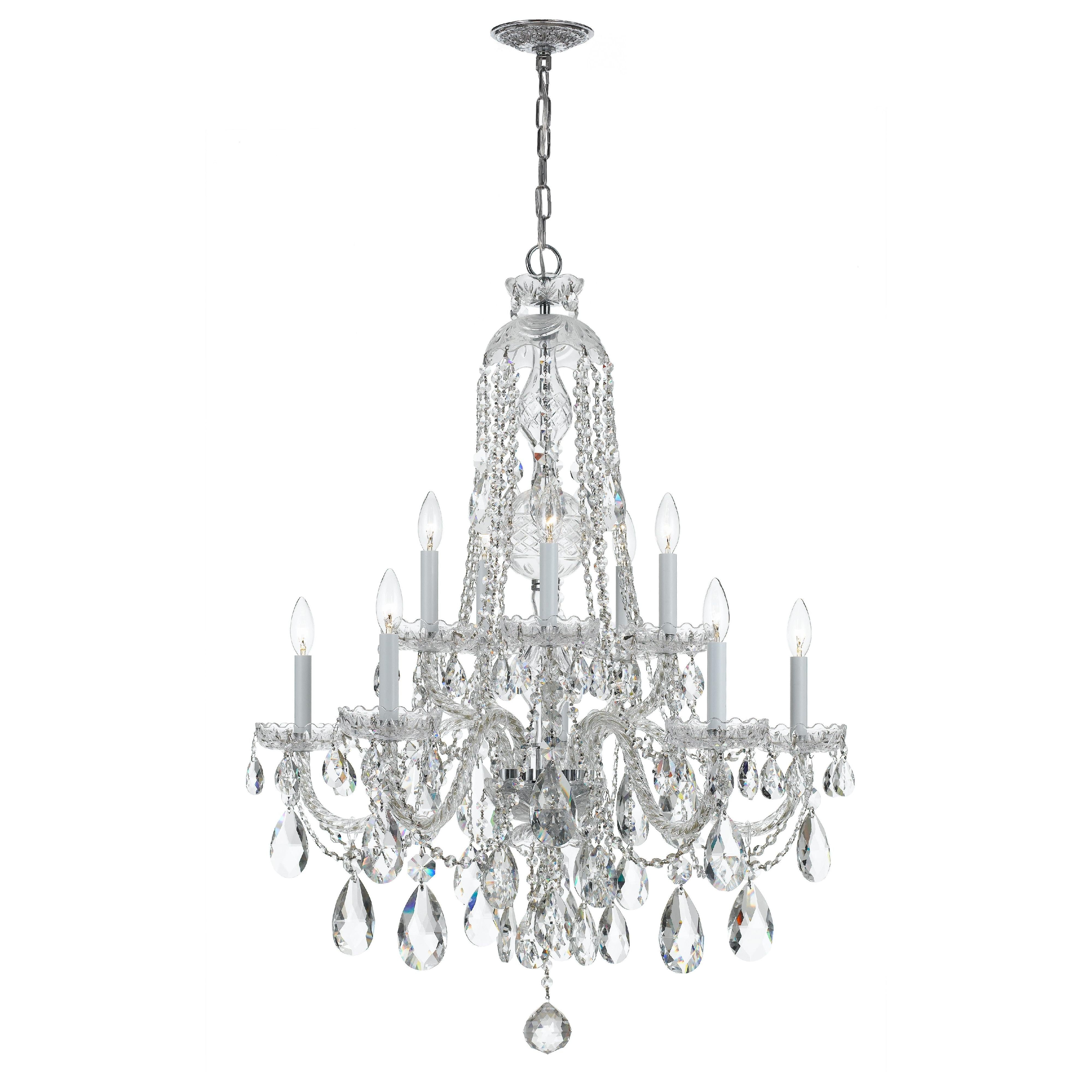 Crystorama Traditional Crystal 1110-CH-CL-S – 32 Inch – 10 Light – Chandelier – Clear Crystal – Polished Chrome – Damp Rated