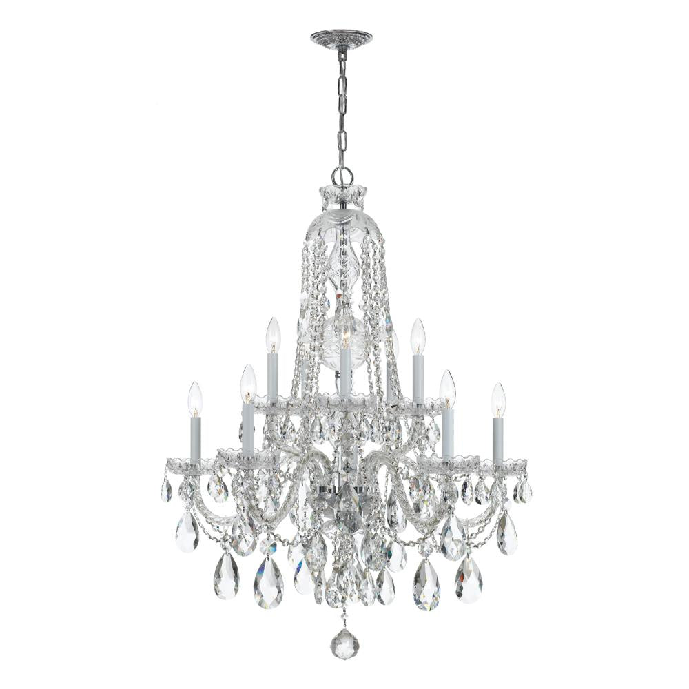 Traditional Crystal 10 Light Swarovski Strass Crystal Polished Chrome Chandelier