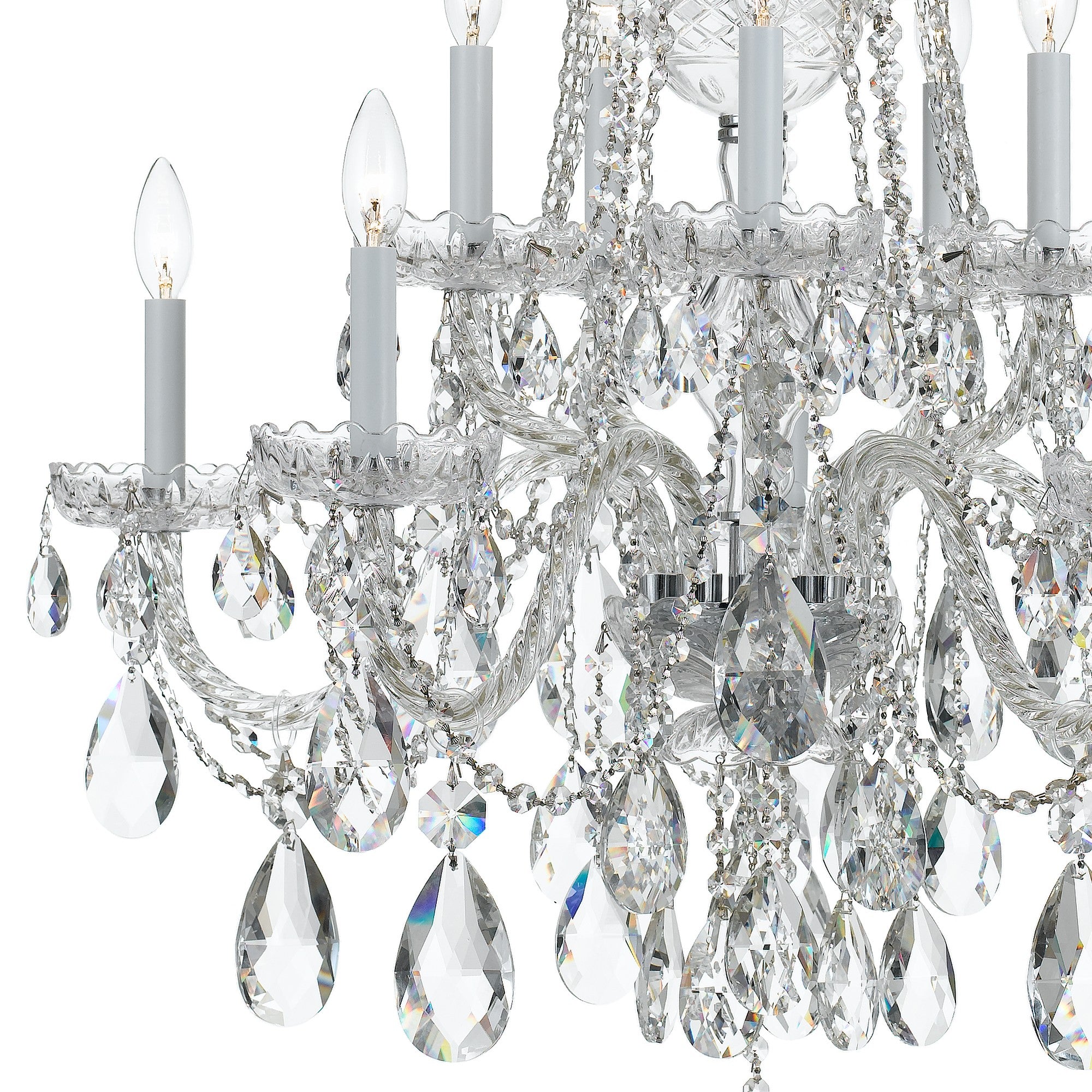 Crystorama Traditional Crystal 1110-CH-CL-S – 32 Inch – 10 Light – Chandelier – Clear Crystal – Polished Chrome – Damp Rated