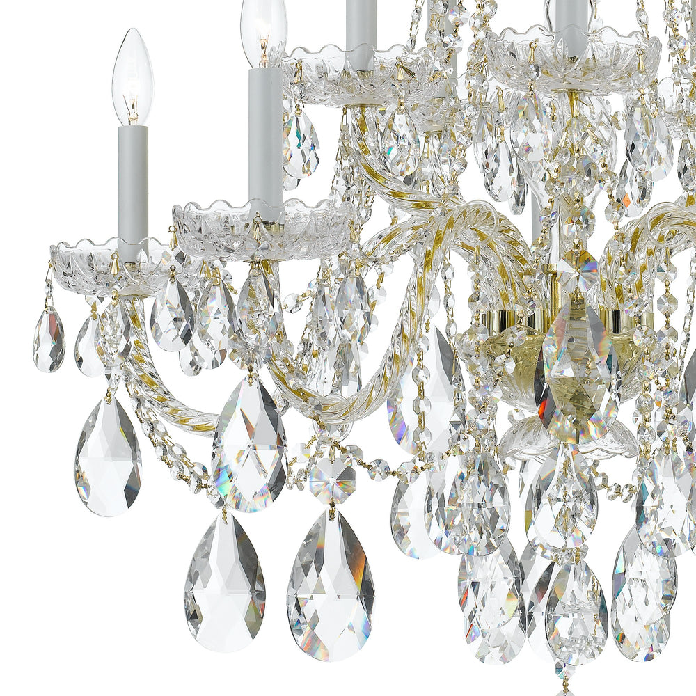 Crystorama 1110-PB-CL-MWP Traditional Crystal 10 Light Hand Cut Crystal Chandelier, UL Damp Rated, Polished Brass