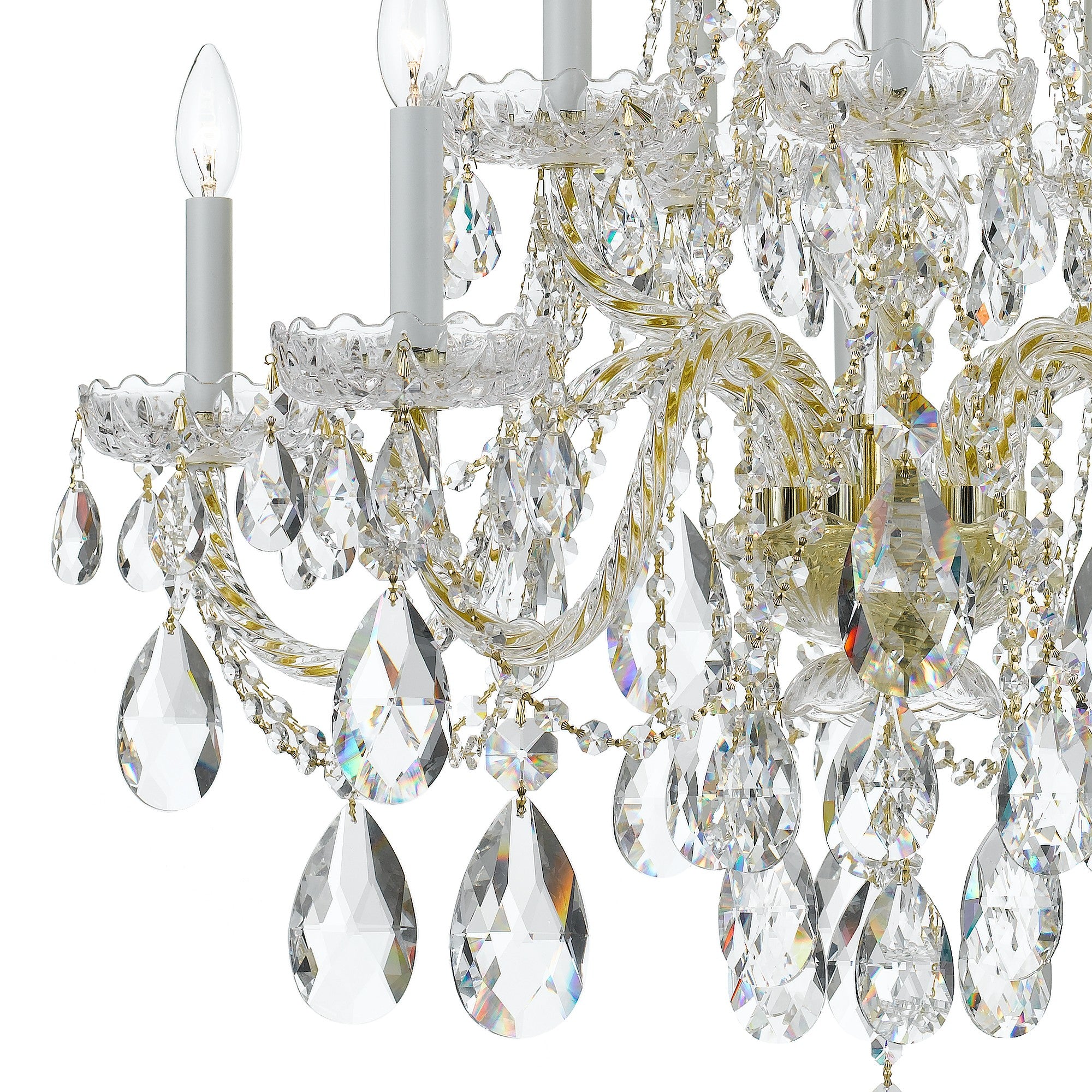 Crystorama Traditional Crystal 1110-PB-CL-MWP – 32 Inch – 10 Light – Chandelier – Clear Crystal – Polished Brass – Damp Rated