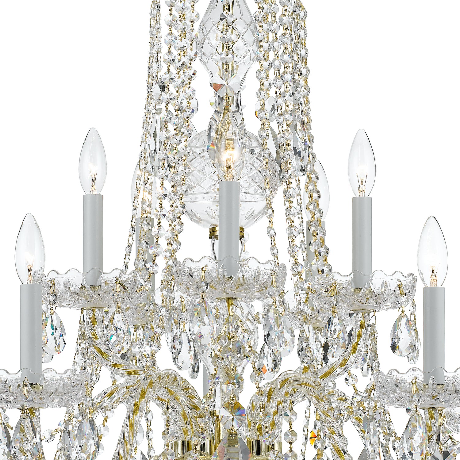 Crystorama Traditional Crystal 1110-PB-CL-MWP – 32 Inch – 10 Light – Chandelier – Clear Crystal – Polished Brass – Damp Rated