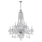 Crystorama Traditional Crystal 1112-CH-CL-S – 37.5 Inch – 12 Light – Chandelier – Clear Crystal – Polished Chrome – Damp Rated