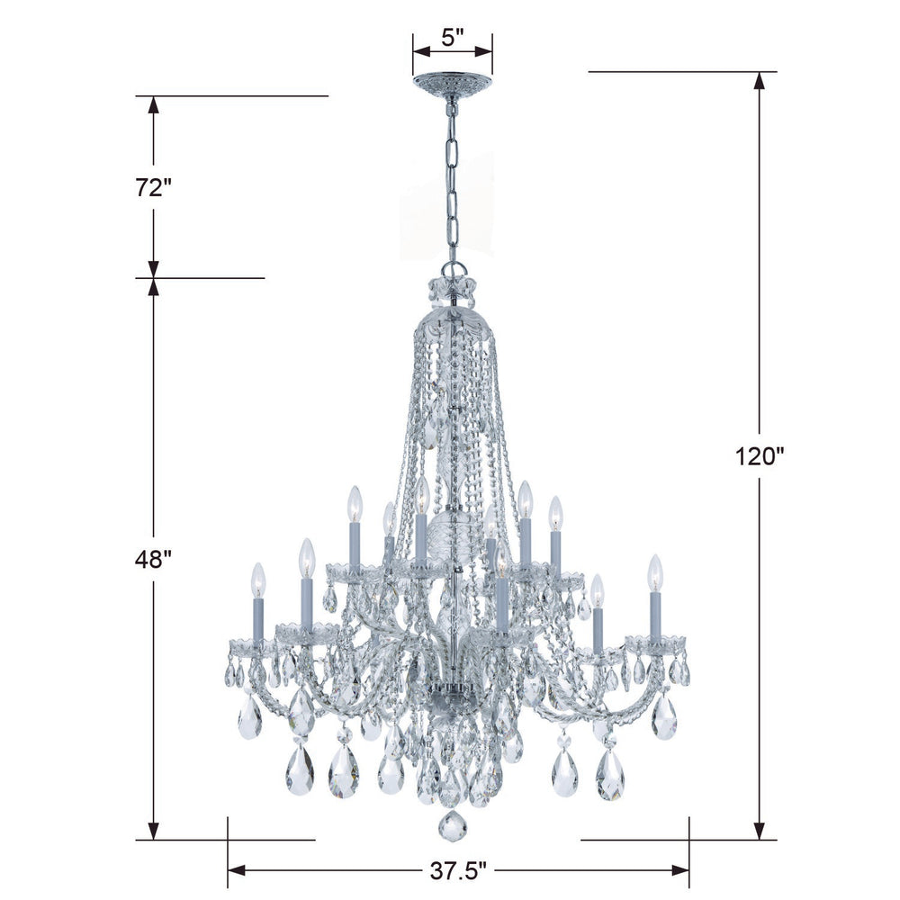 Crystorama Lighting 1112-CH-CL-SAQ Traditional Crystal 12 Light Spectra Crystal Polished Chrome Chandelier