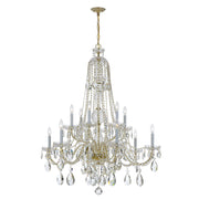 Crystorama Traditional Crystal 1112-PB-CL-SAQ – 37.5 Inch – 12 Light – Chandelier – Clear Crystal – Polished Brass – Damp Rated