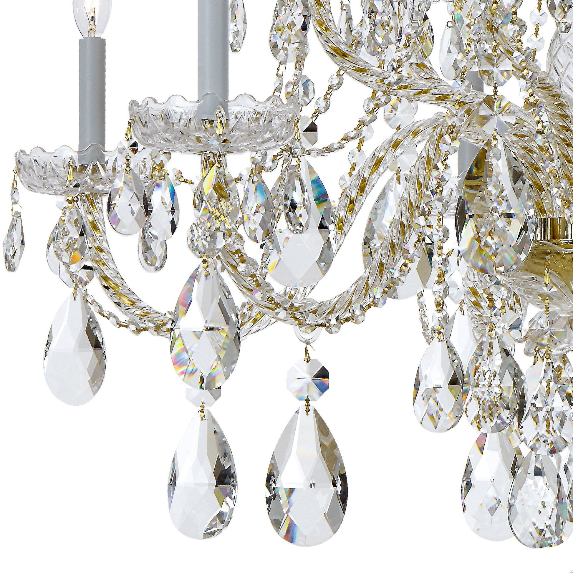 Crystorama Traditional Crystal 1112-PB-CL-S – 37.5 Inch – 12 Light – Chandelier – Clear Crystal – Polished Brass – Damp Rated