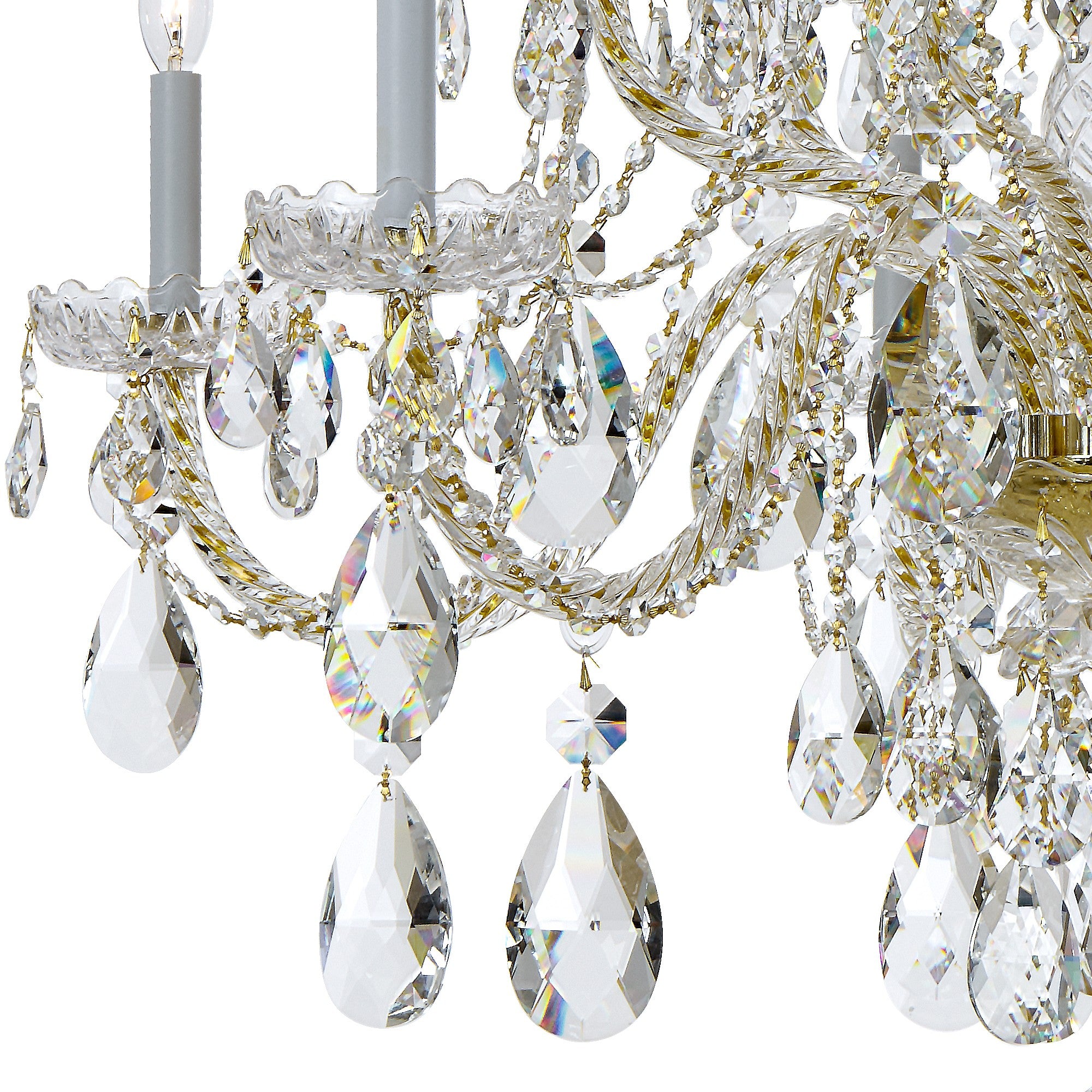 Crystorama Traditional Crystal 1112-PB-CL-S – 37.5 Inch – 12 Light – Chandelier – Clear Crystal – Polished Brass – Damp Rated